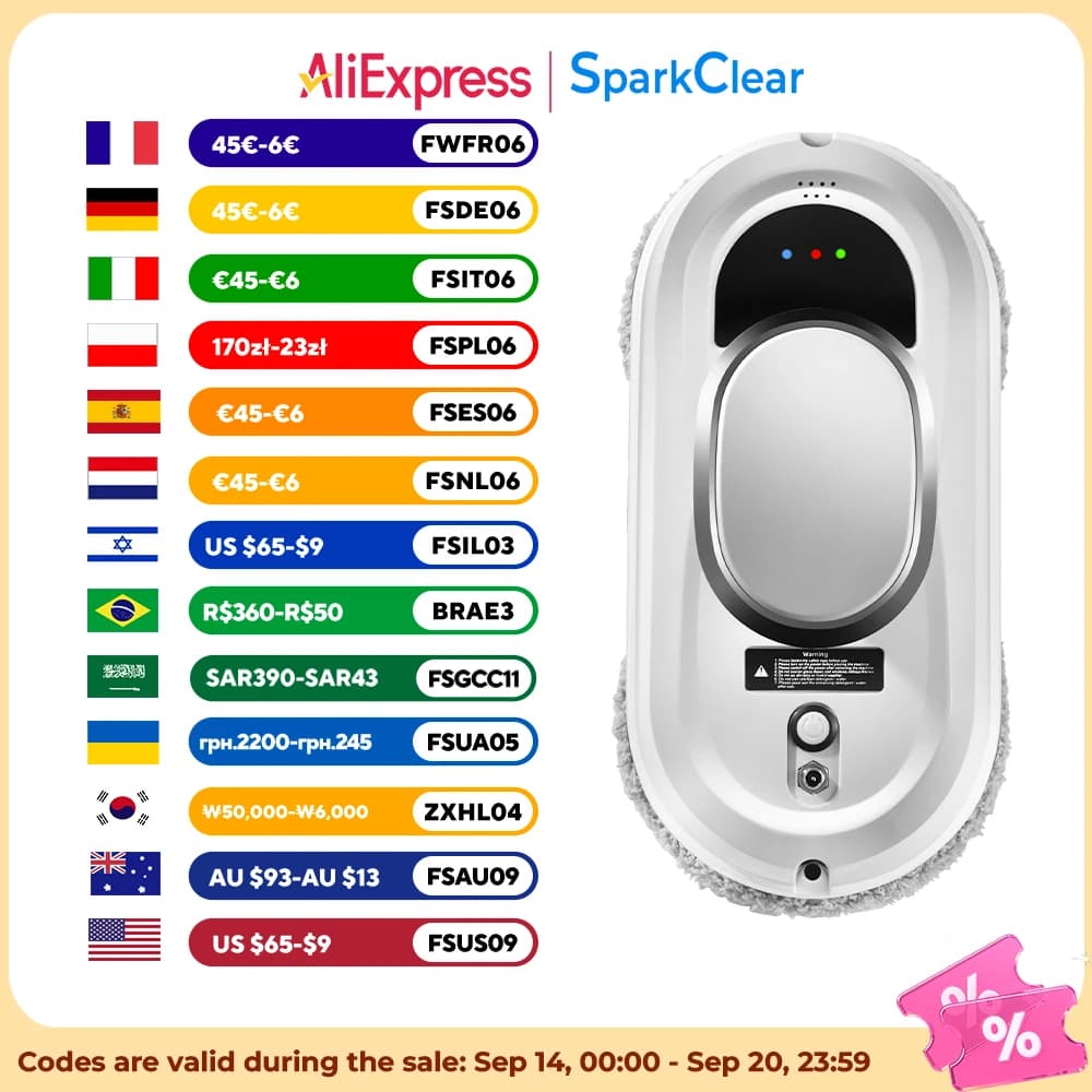 Electric Window Cleaning Robot 5600Pa Automatic & Remot Control Limpiacristales Vacuum Glass Washing Robot for Home Appliances