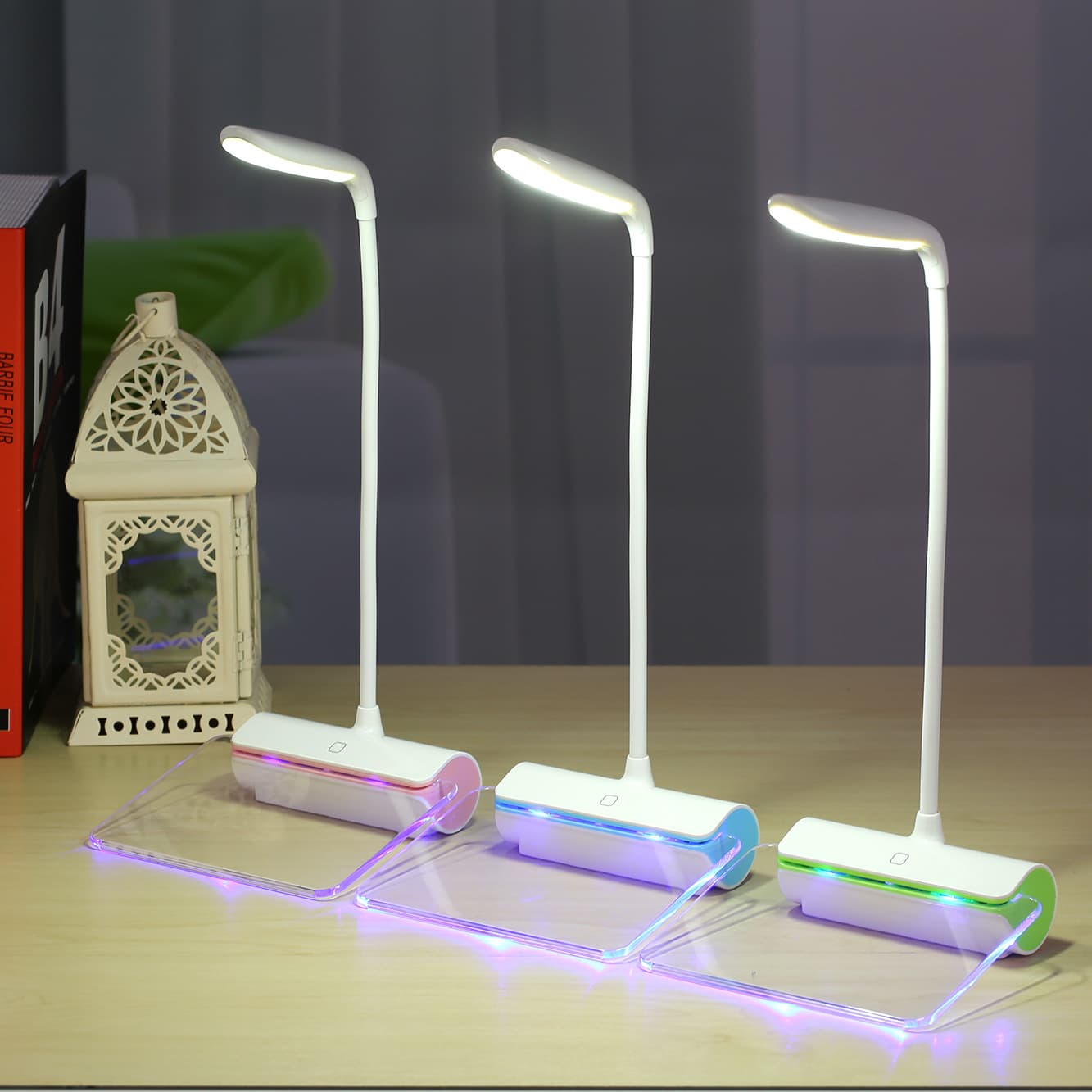 Lampe de table à LED rechargeable avec panneau d'affichage