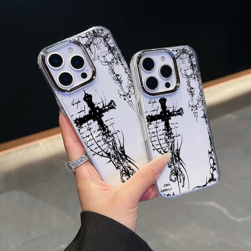 Coque transparente à cadre galvanisé pour iPhone 15 Pro Max - Coque de protection fine et résistante aux chocs avec protection de l'objectif de l'appareil photo